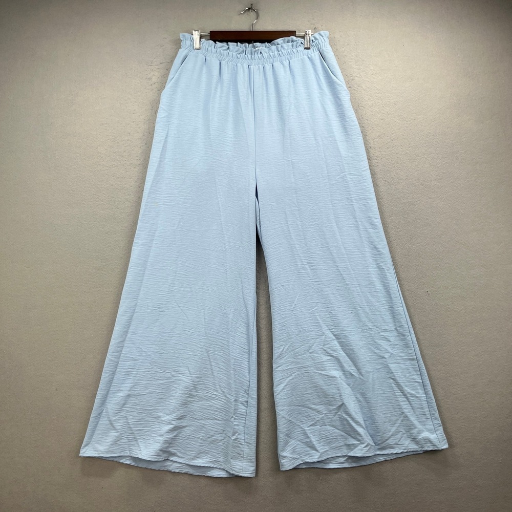 Altard State Wide Leg Pants Womens XL Light Blue Mandiny Paperbag Waist Boho